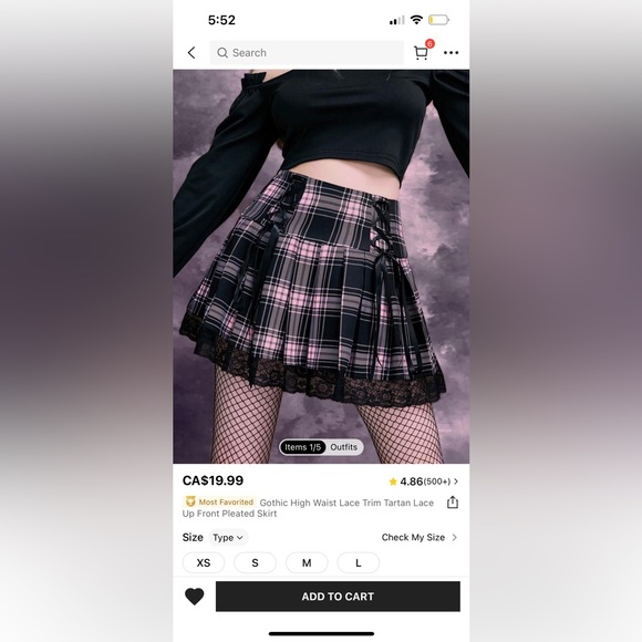 Pink plaid miniskirt - Picture 3 of 4